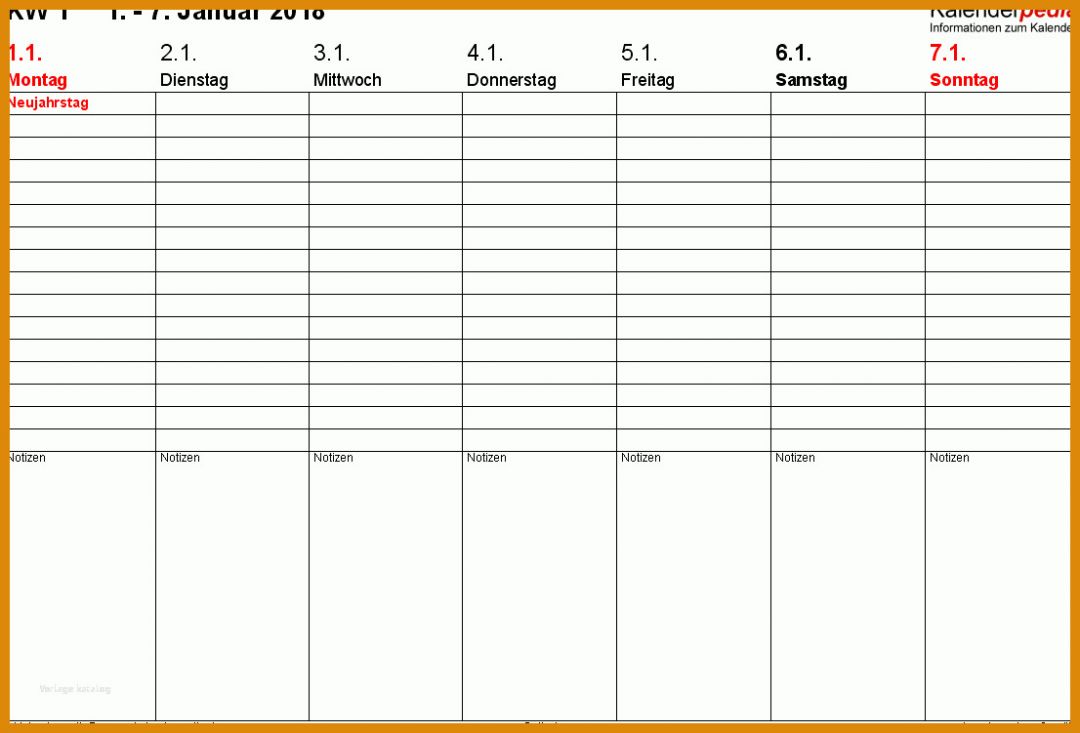 Schockieren Wochenplan Vorlage Word 1106x751