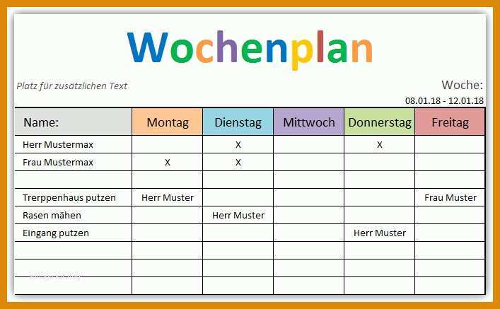 Wochenplan Vorlage Word Wochenplan