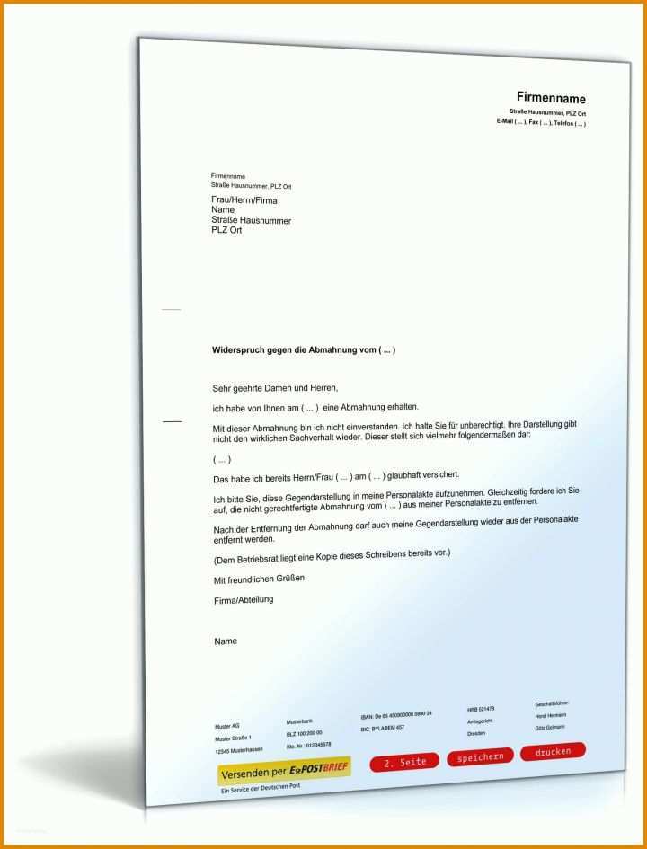 Großartig Abmahnung Vorlage 1600x2100