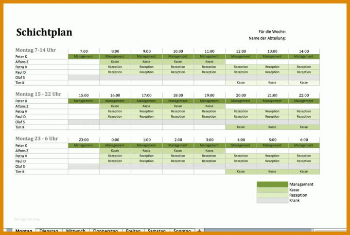 Staffelung Dienstplan Monat Vorlage 1000x673