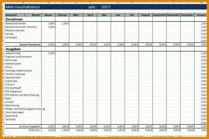 Kreativ Einnahmen Ausgaben Excel Vorlage Privat 962x640