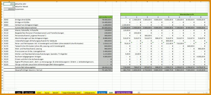 Einzahl Einnahmen Ausgaben Vorlage Kleinunternehmer 1440x651