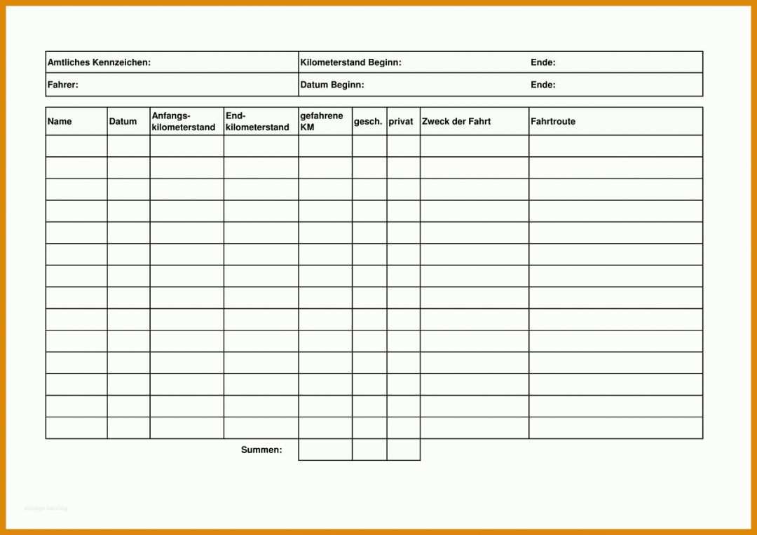 Singular Fahrtenbuch Vorlage Word 1272x900