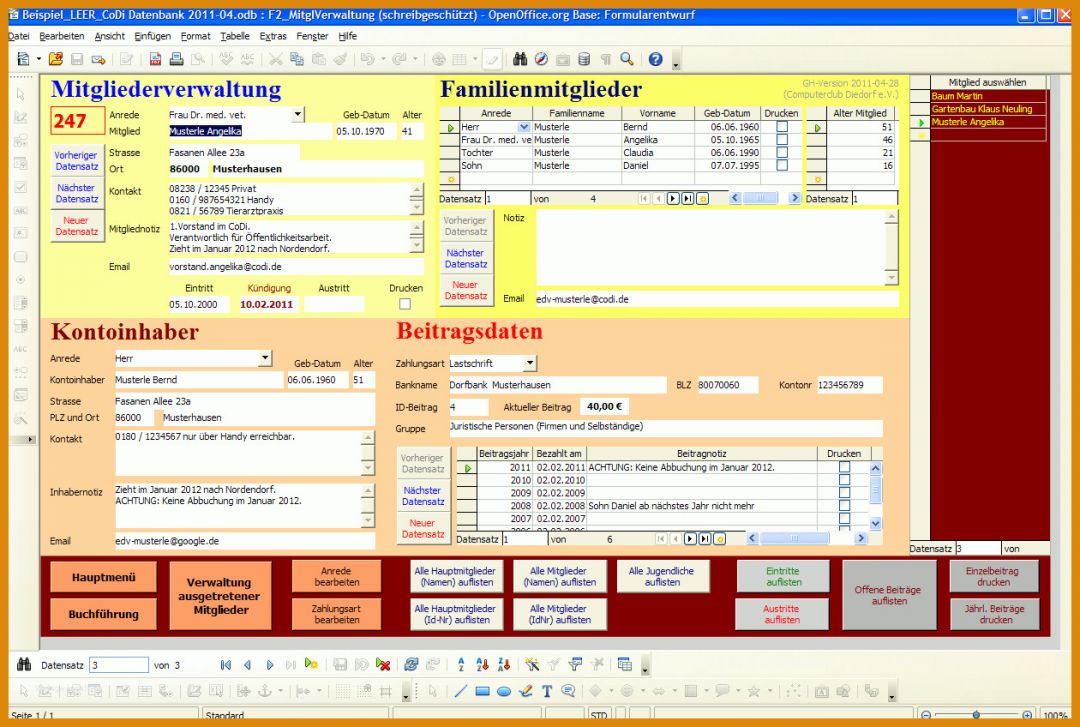 Tolle Libreoffice Datenbank Vorlagen 1260x848