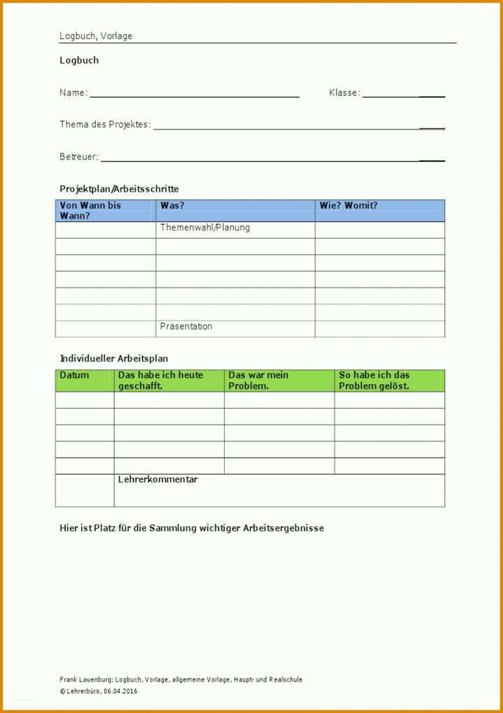 Beeindruckend Logbuch Vorlage 1696x2400