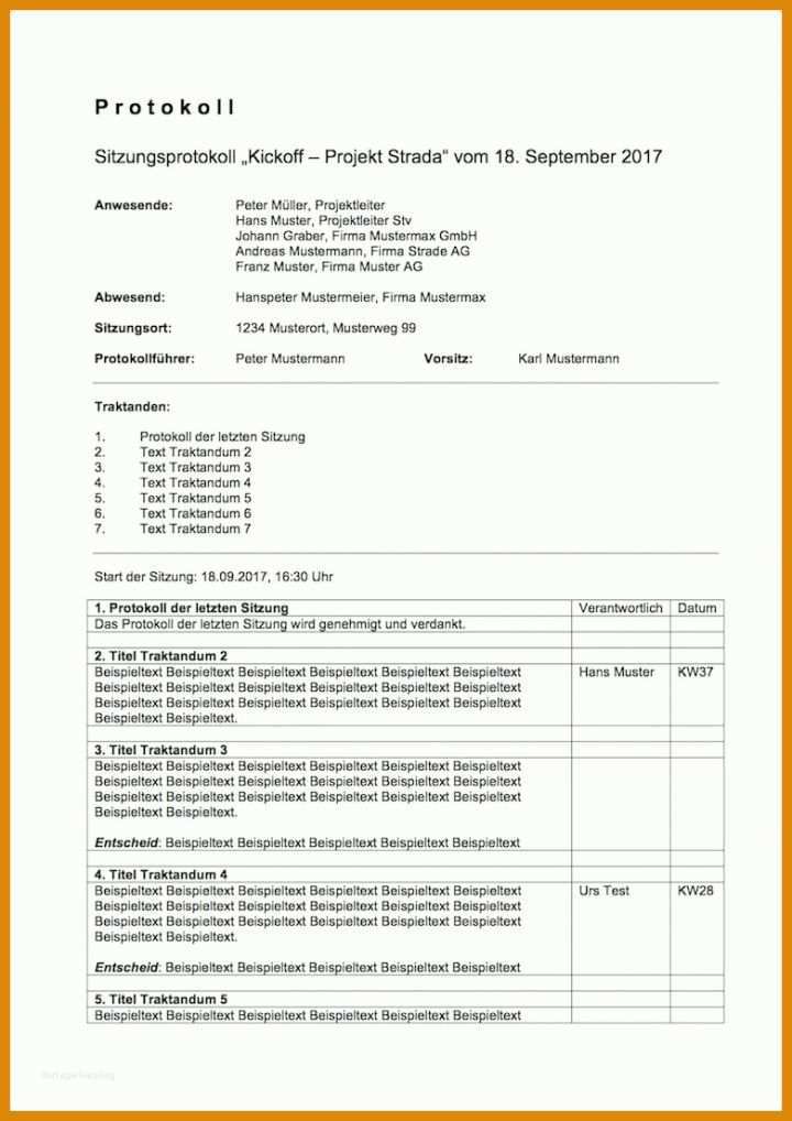 Perfekt Protokoll Vorlage Excel 781x1104