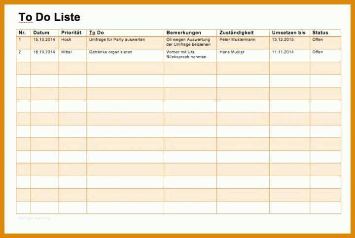 Wunderbar to Do Liste Vorlage Excel 800x535