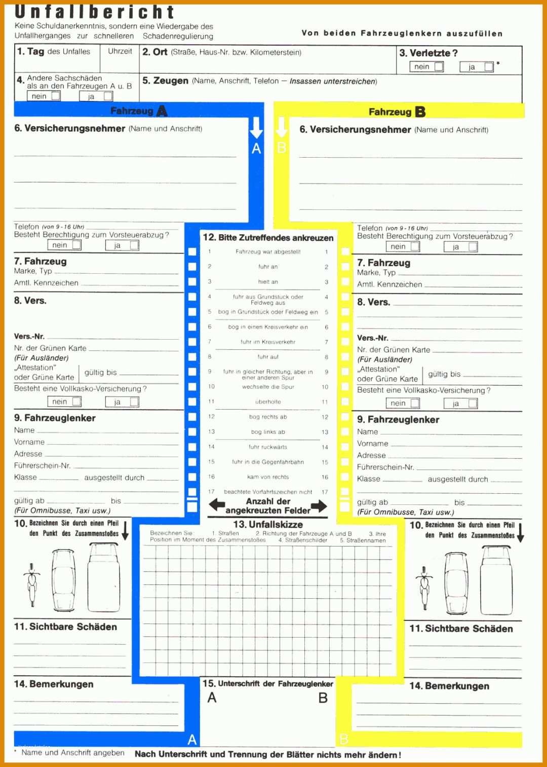 Einzigartig Unfallbericht Vorlage 1236x1732