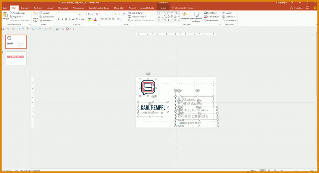 Allerbeste Visitenkarten Powerpoint Vorlage 1920x1042