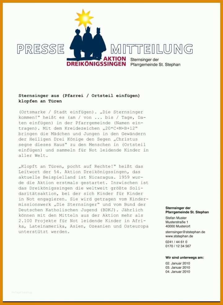 Hervorragend Vorlage Pressemitteilung Word 800x1090