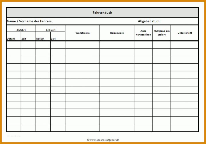 Schockierend Fahrtenbuch Vorlage Finanzamt 1152x807