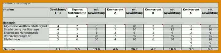 Toll Konkurrenzanalyse Vorlage 800x194