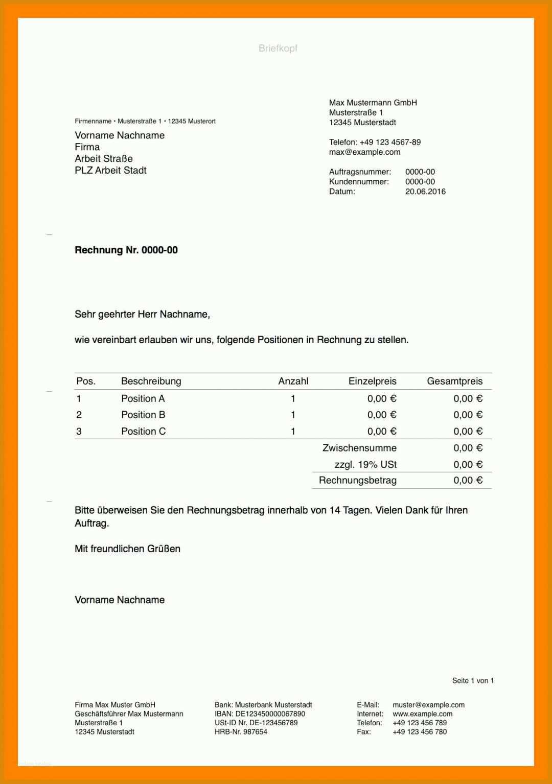 Faszinieren Rechnungsbogen Vorlage 1230x1748