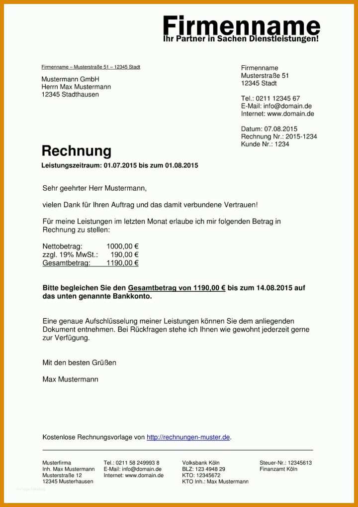 Großartig Rechnungstext Vorlage 900x1272