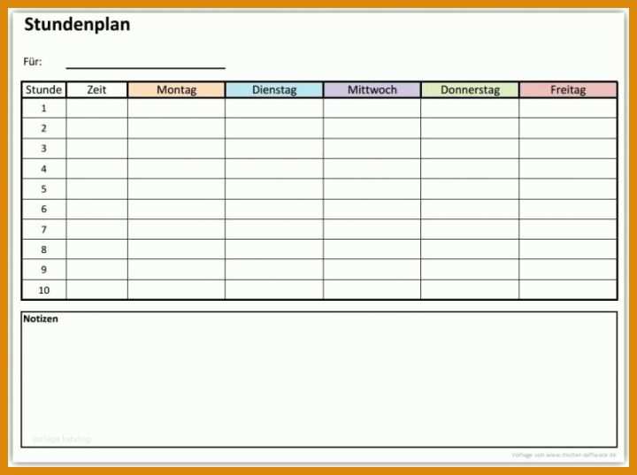 Hervorragend Stundenplan Vorlage 800x597