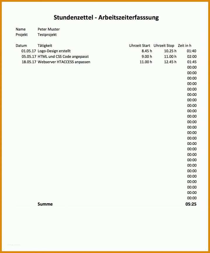 Schockierend Stundenzettel Nachweis Vorlage 1172x1409