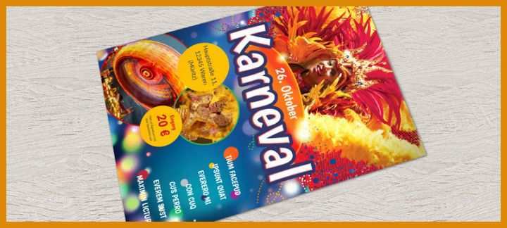 Einzahl Fasching Flyer Vorlagen Kostenlos 800x360