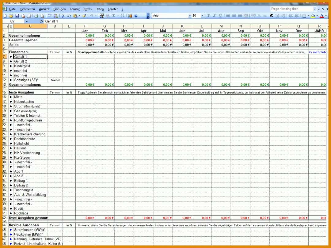Unvergleichlich Haushaltsplan Excel Vorlage 1280x960