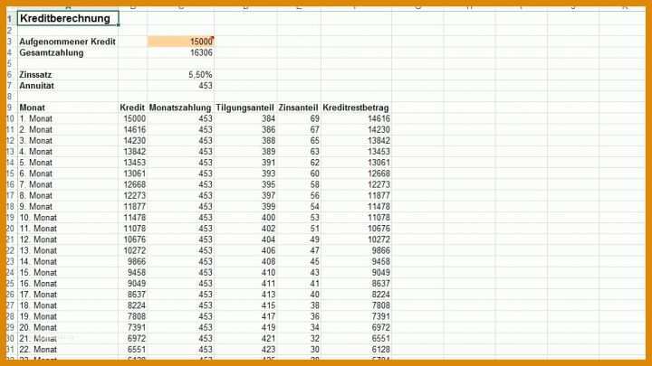 Neue Version Kredit Excel Vorlage 1006x566