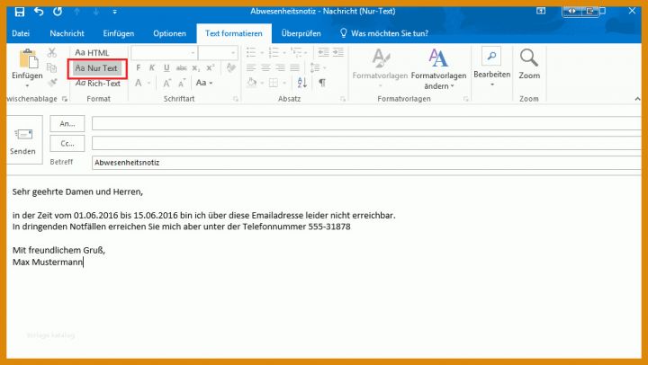 Ausnahmsweise Outlook Email Vorlage 985x555