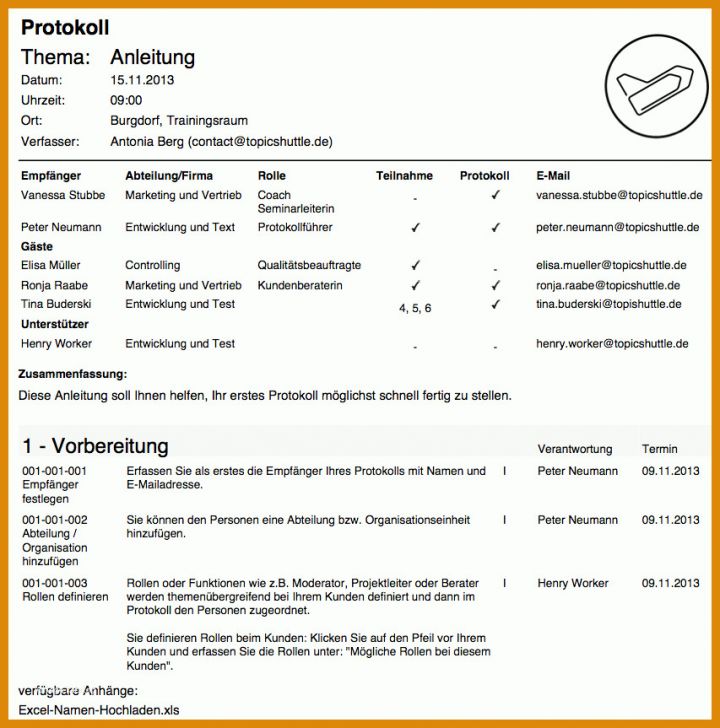 Unvergesslich Protokoll Projektarbeit Vorlage 853x863