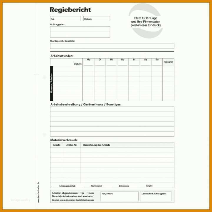 Regiebericht Vorlage Regiebericht Mit Ihrem Logo