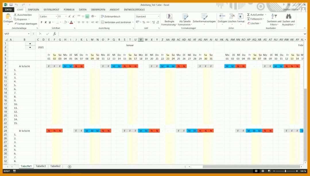 Rühren Schichtplan Excel Vorlage 3 Schichten 1302x742