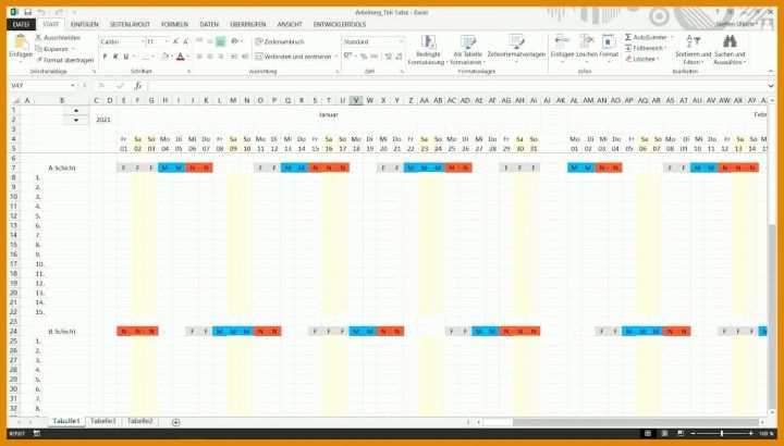 Spektakulär Schichtplan Excel Vorlage 3 Schichten 1302x742