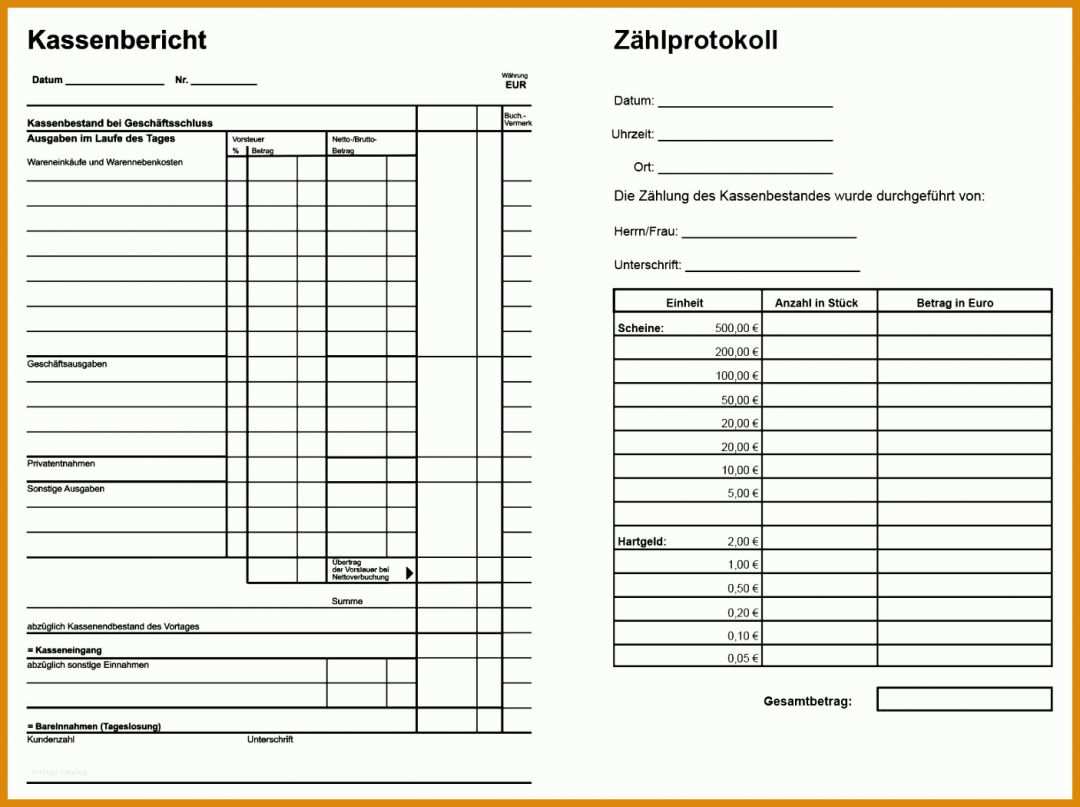 Spektakulär Zählprotokoll Kasse Vorlage Excel 1406x1050