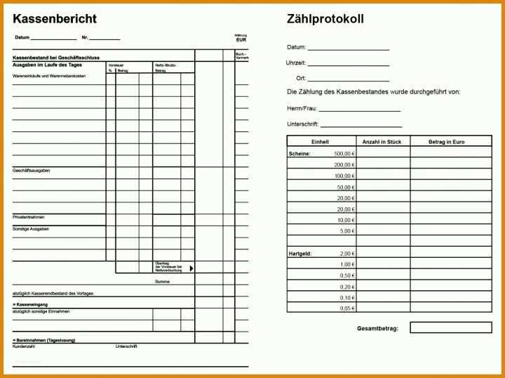 Empfohlen Zählprotokoll Kasse Vorlage Excel 1406x1050