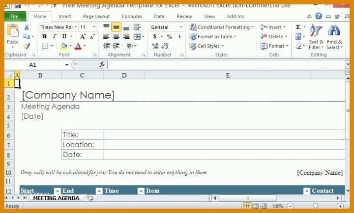 Agenda Excel Vorlage Free Meeting Agenda Template For Excel