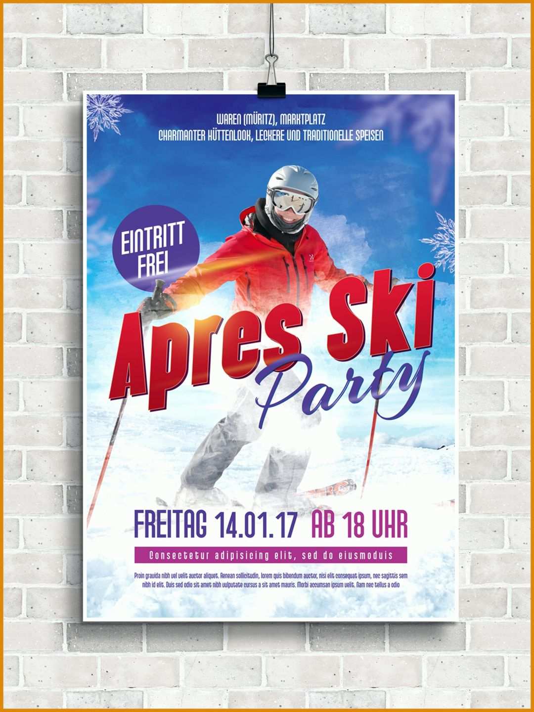 Unglaublich Apres Ski Party Flyer Vorlage 1612x2149