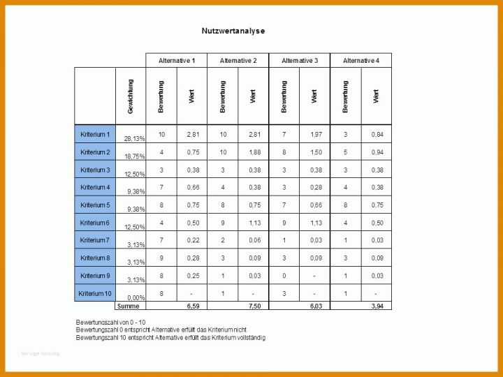 Größte Bewertungsmatrix Vorlage 960x720