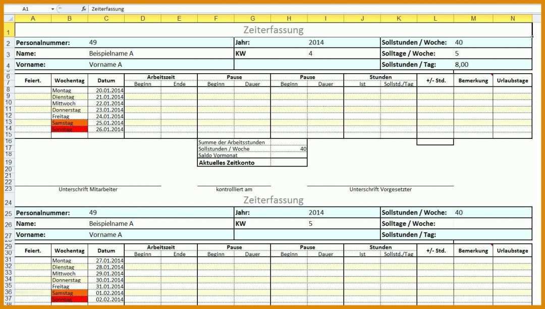 Erschwinglich Excel Arbeitszeit Vorlage 1430x810