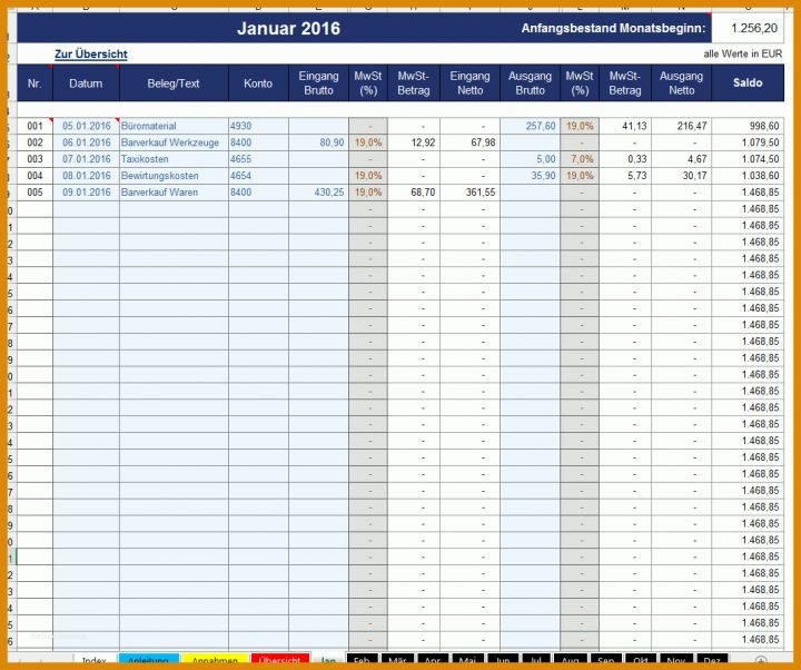 Überraschend Excel Vorlagen Kassenbuch 1064x890