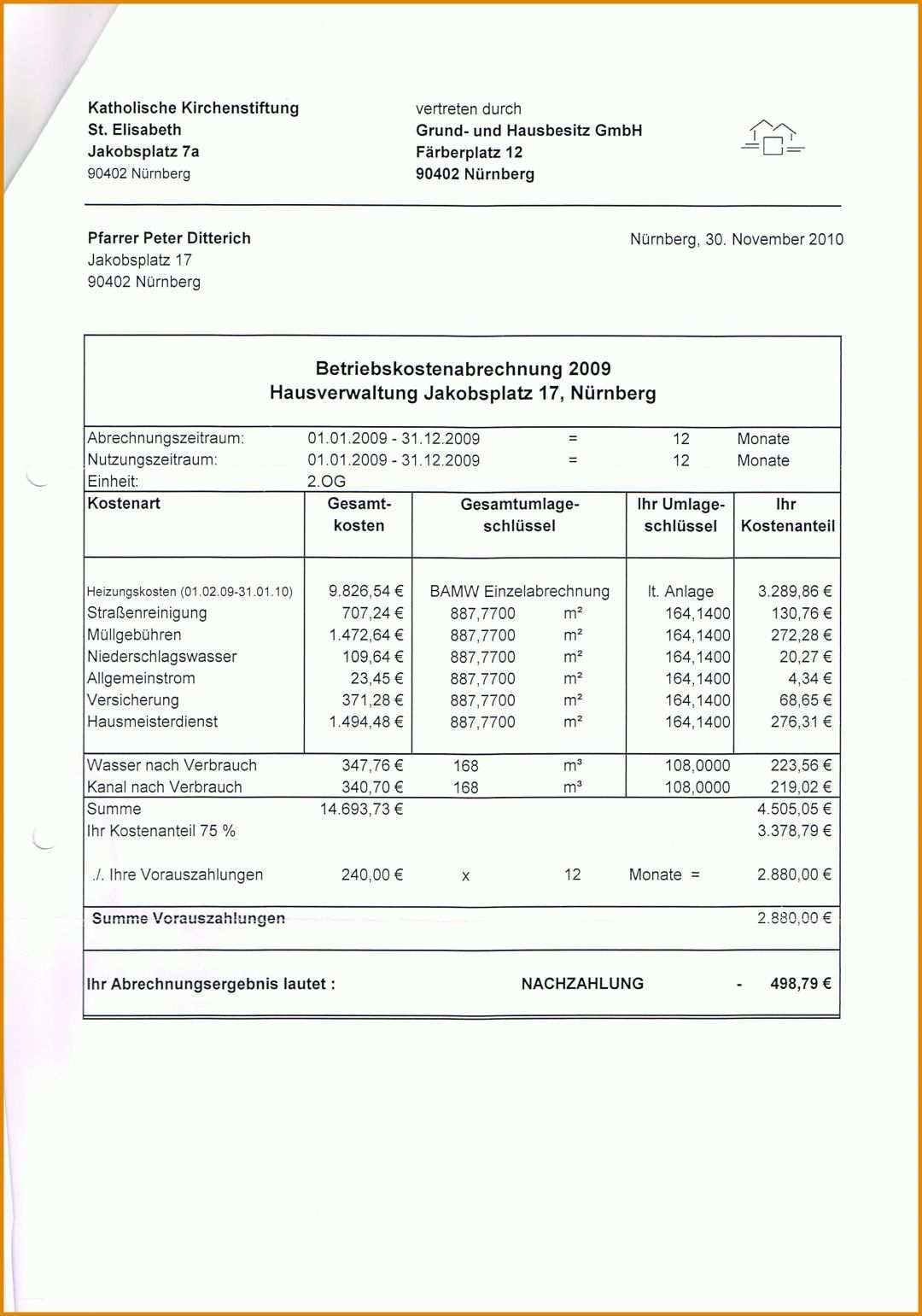 Großartig Nebenkostenabrechnung Vorlage 2409x3437