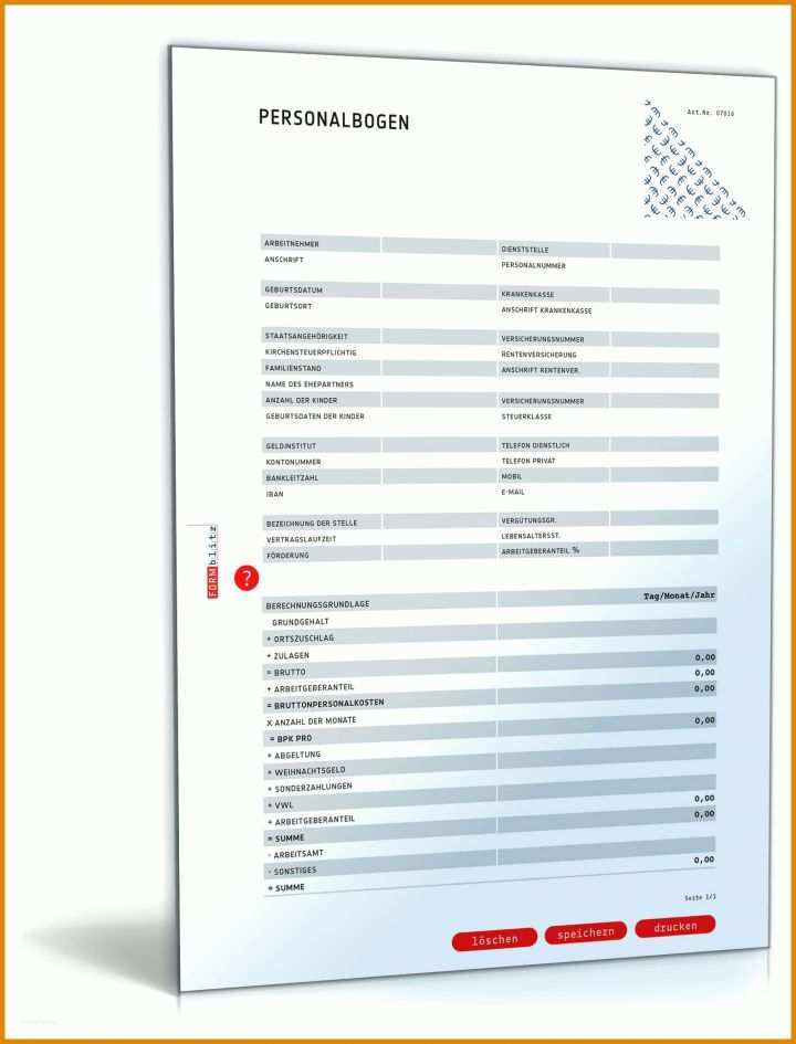 Faszinierend Personaldatenblatt Vorlage Excel 1600x2100