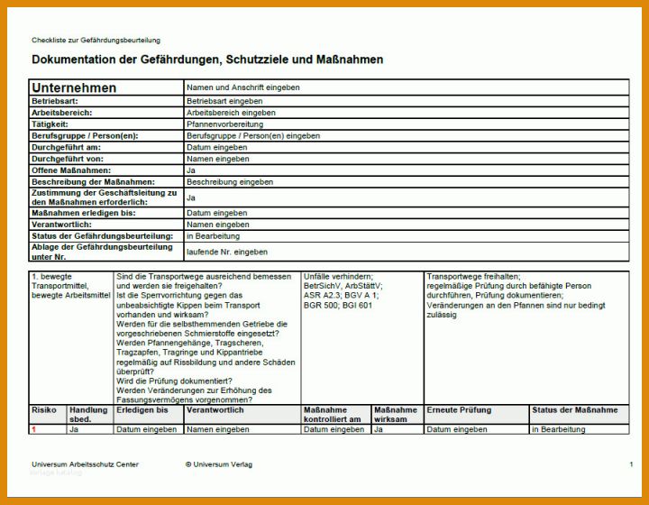 Phänomenal Vorlage Gefährdungsbeurteilung 900x700