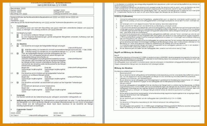 Einzigartig Baustellen Abnahmeprotokoll Vorlage 800x488