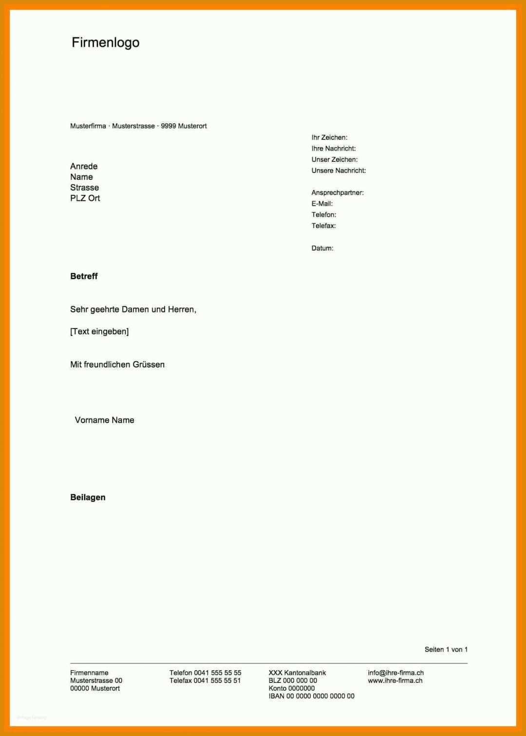 Modisch Briefkopf Vorlage Firma 1288x1801