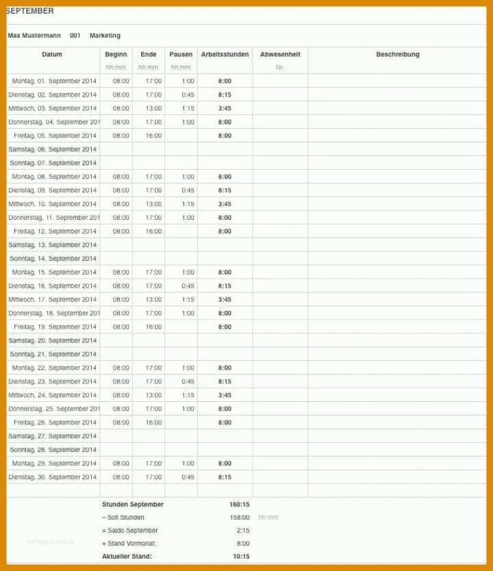 Limitierte Auflage Datev Vorlage Arbeitszeit 758x878