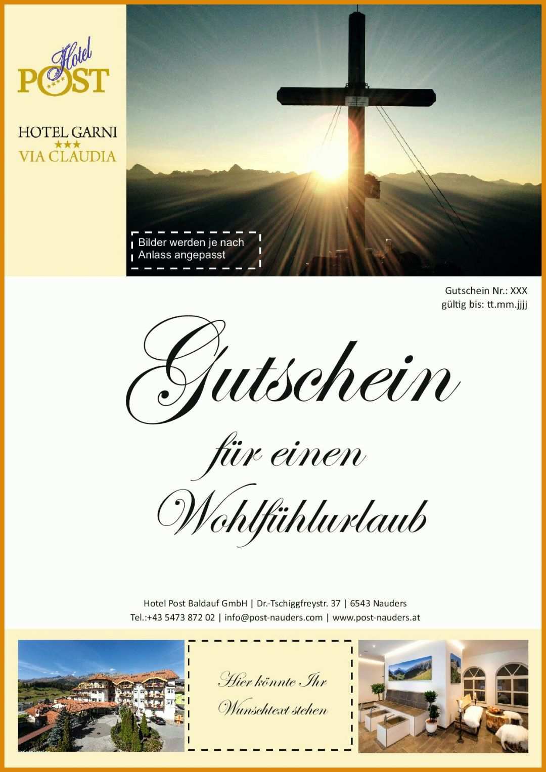 Wunderschönen Gutschein Urlaub Vorlage 1240x1754