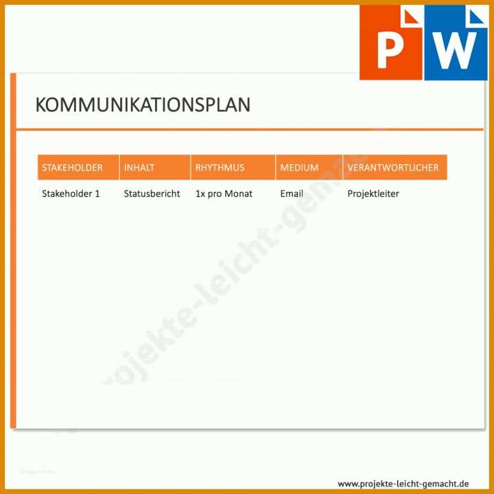 Original Kommunikationsplan Vorlage Excel 1000x1000