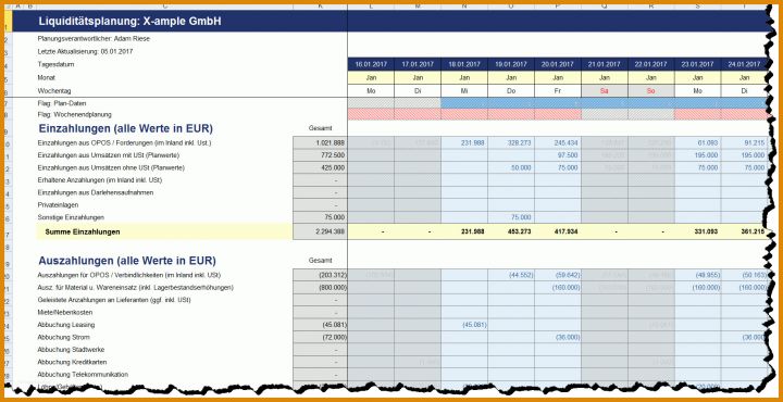 Wunderbar Liquiditätsplanung Excel Vorlage Download Kostenlos 1762x906