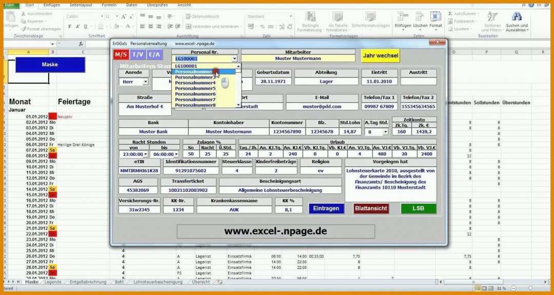 Kreativ Mitarbeiter Datenbank Excel Vorlage 1588x846