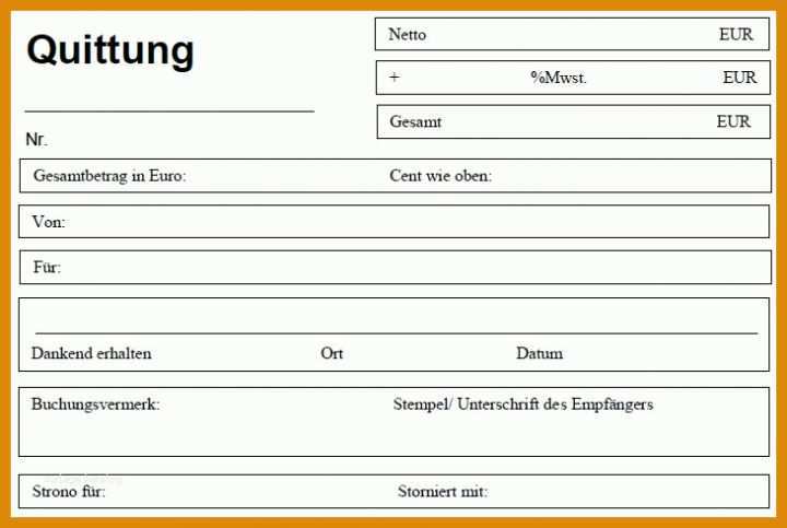 Quittung Vorlage Doc Quittungsvorlage