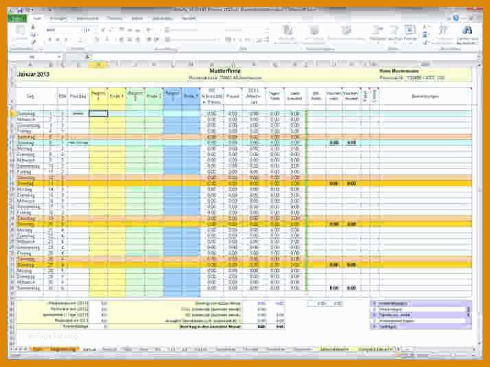 Ungewöhnlich Stundenzettel Excel Vorlage Kostenlos 714x536