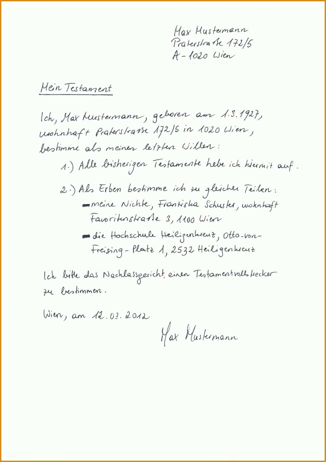 Überraschen Testament Schweiz Vorlage Alleinstehend 2480x3507