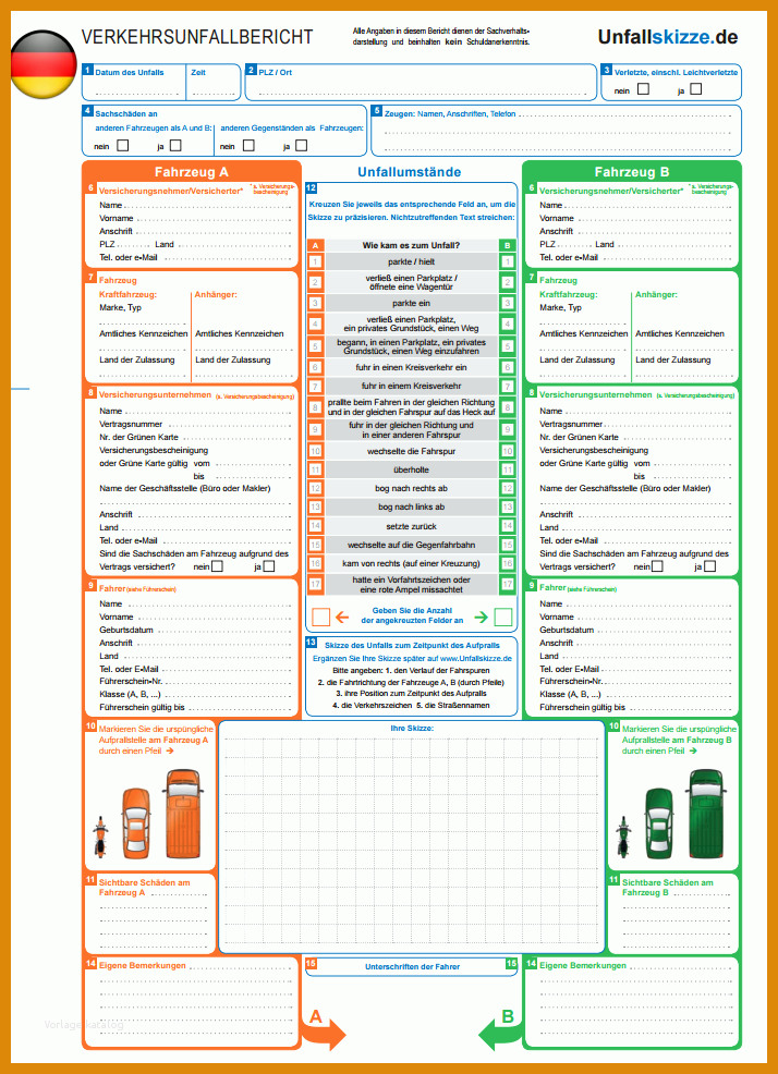 Erstaunlich Unfallbericht Vorlage 714x986