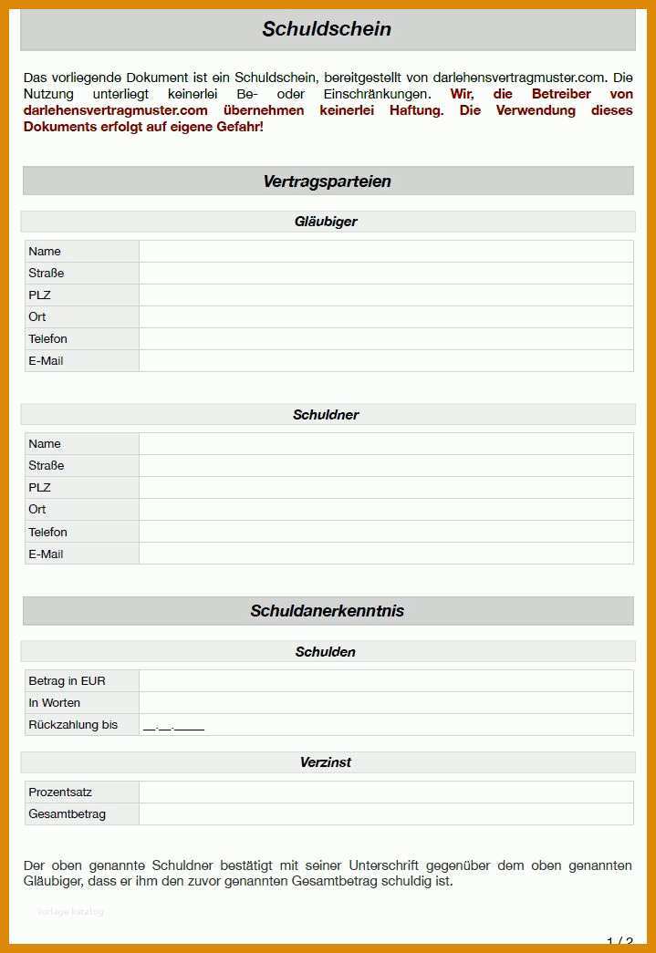 Großartig Vorlage Privater Darlehensvertrag 719x1045